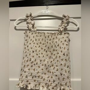 Billabong Cream and Gold Textured Tank Top